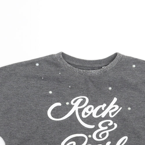 outfit kids Girls Grey   Basic T-Shirt Size 5 Years  - rock & pearl