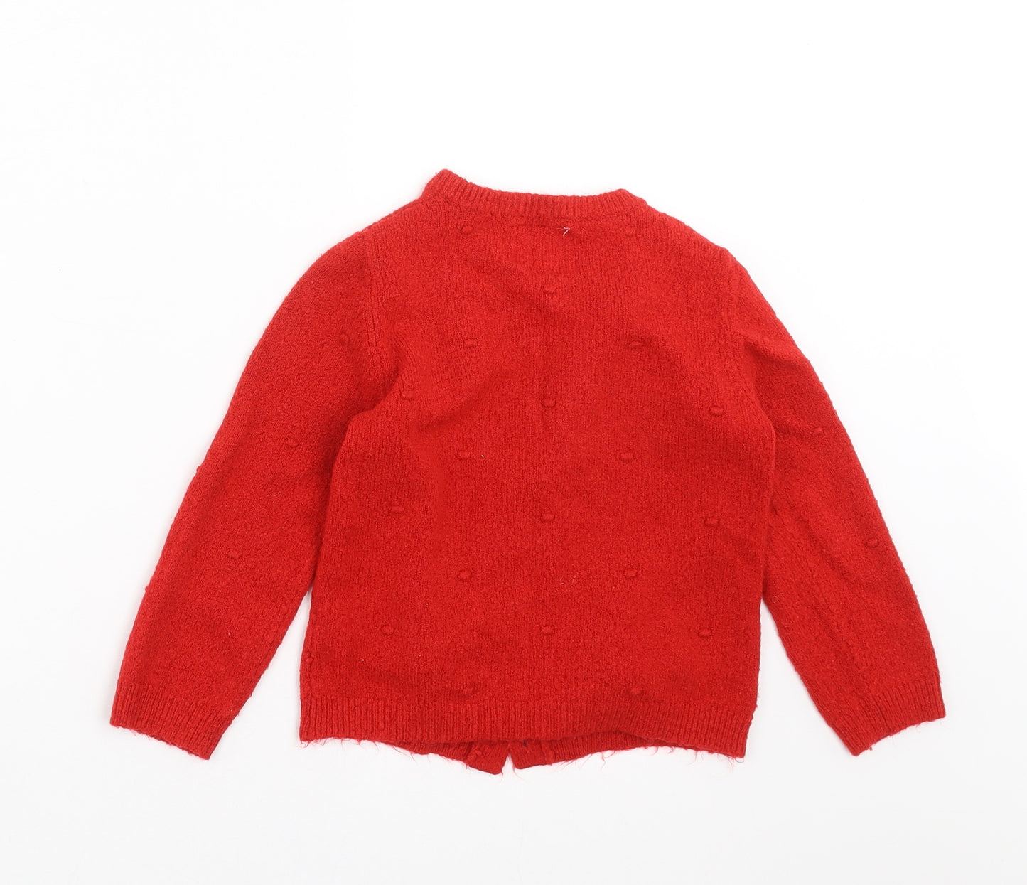 F&F Girls Red   Cardigan Jumper Size 5-6 Years  - Reindeer Christmas