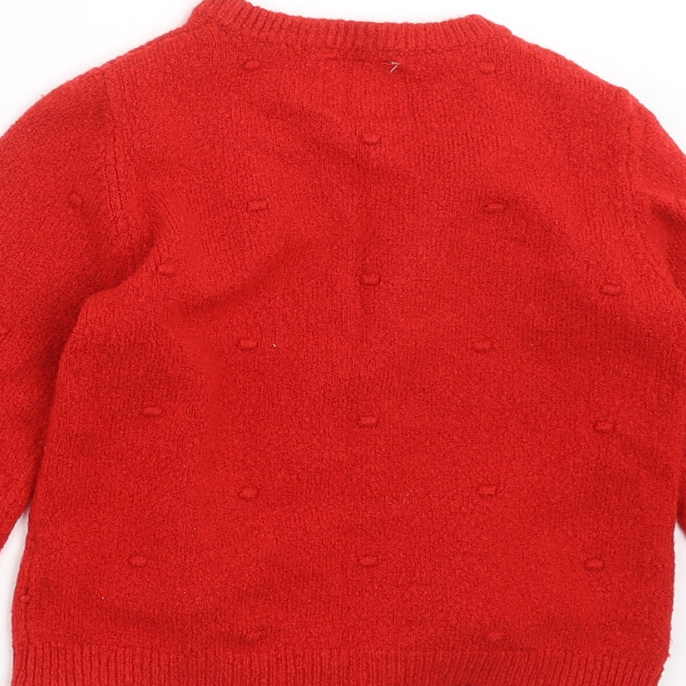 F&F Girls Red   Cardigan Jumper Size 5-6 Years  - Reindeer Christmas