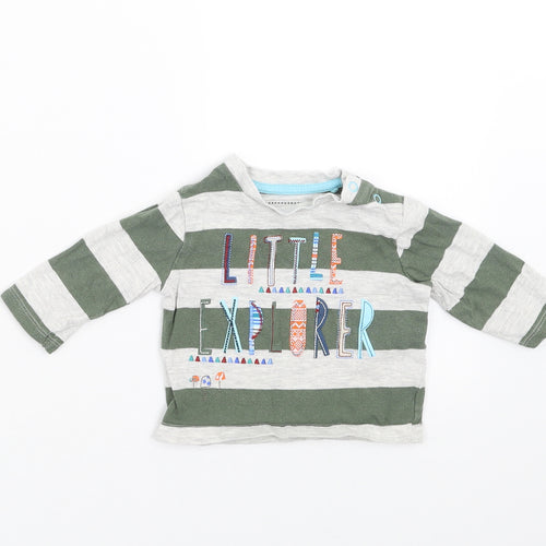 TU Baby Green Striped  Basic T-Shirt Size 0-3 Months  - Little Explorer