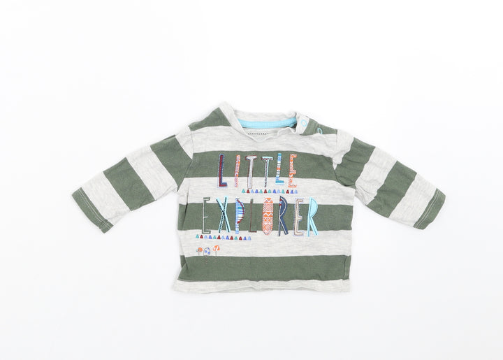 TU Baby Green Striped Basic T-Shirt Size 0-3 Months - Little Explorer