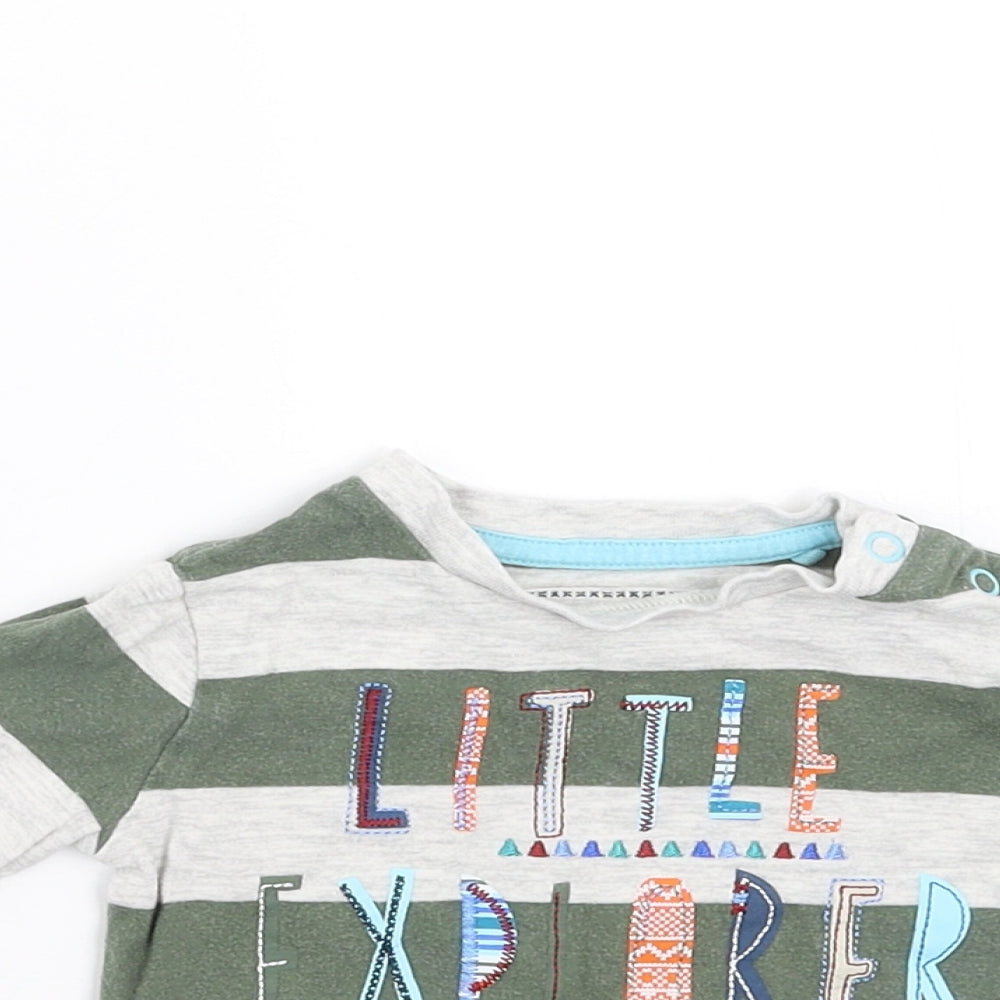 TU Baby Green Striped  Basic T-Shirt Size 0-3 Months  - Little Explorer