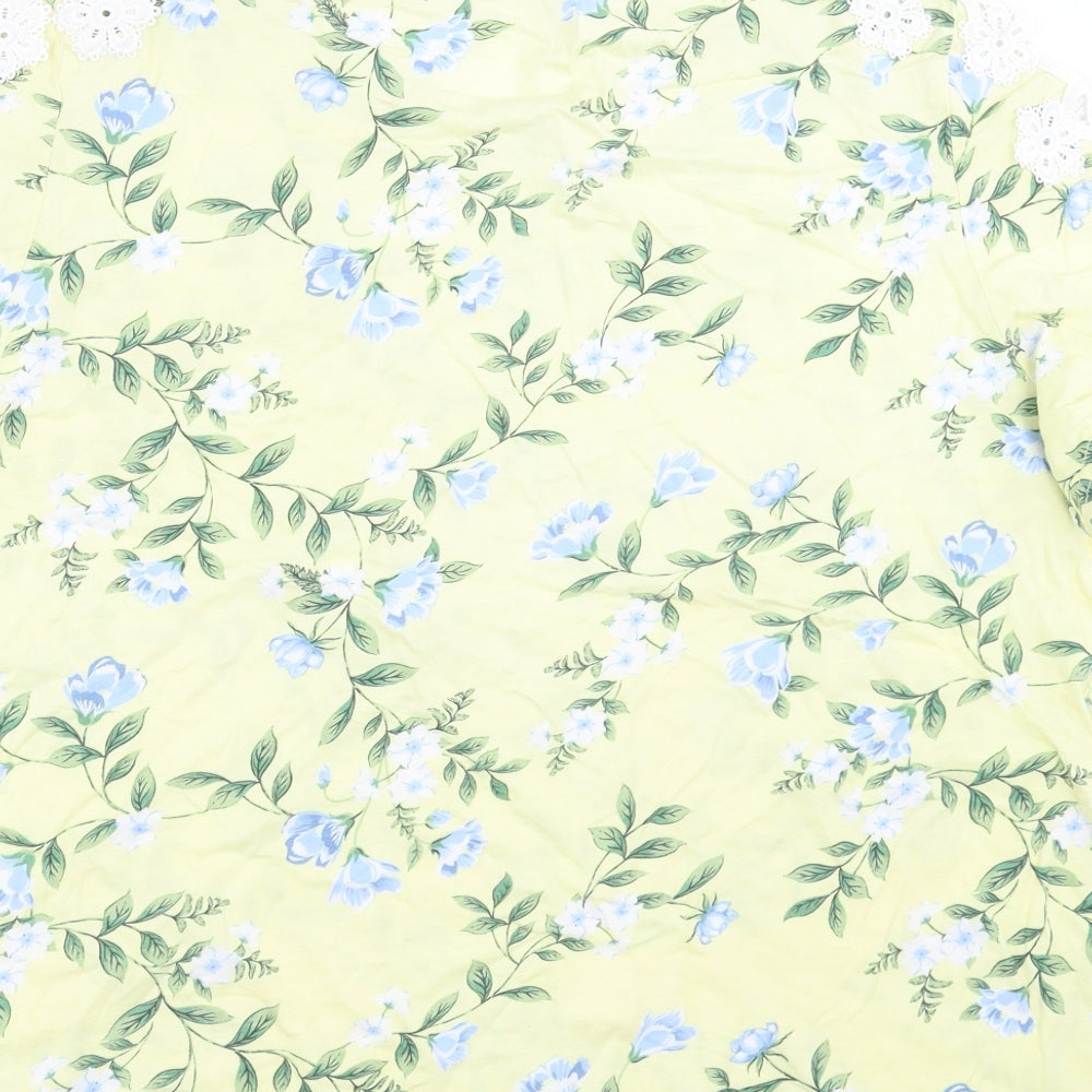 Preworn Womens Yellow Floral  Basic T-Shirt Size 20