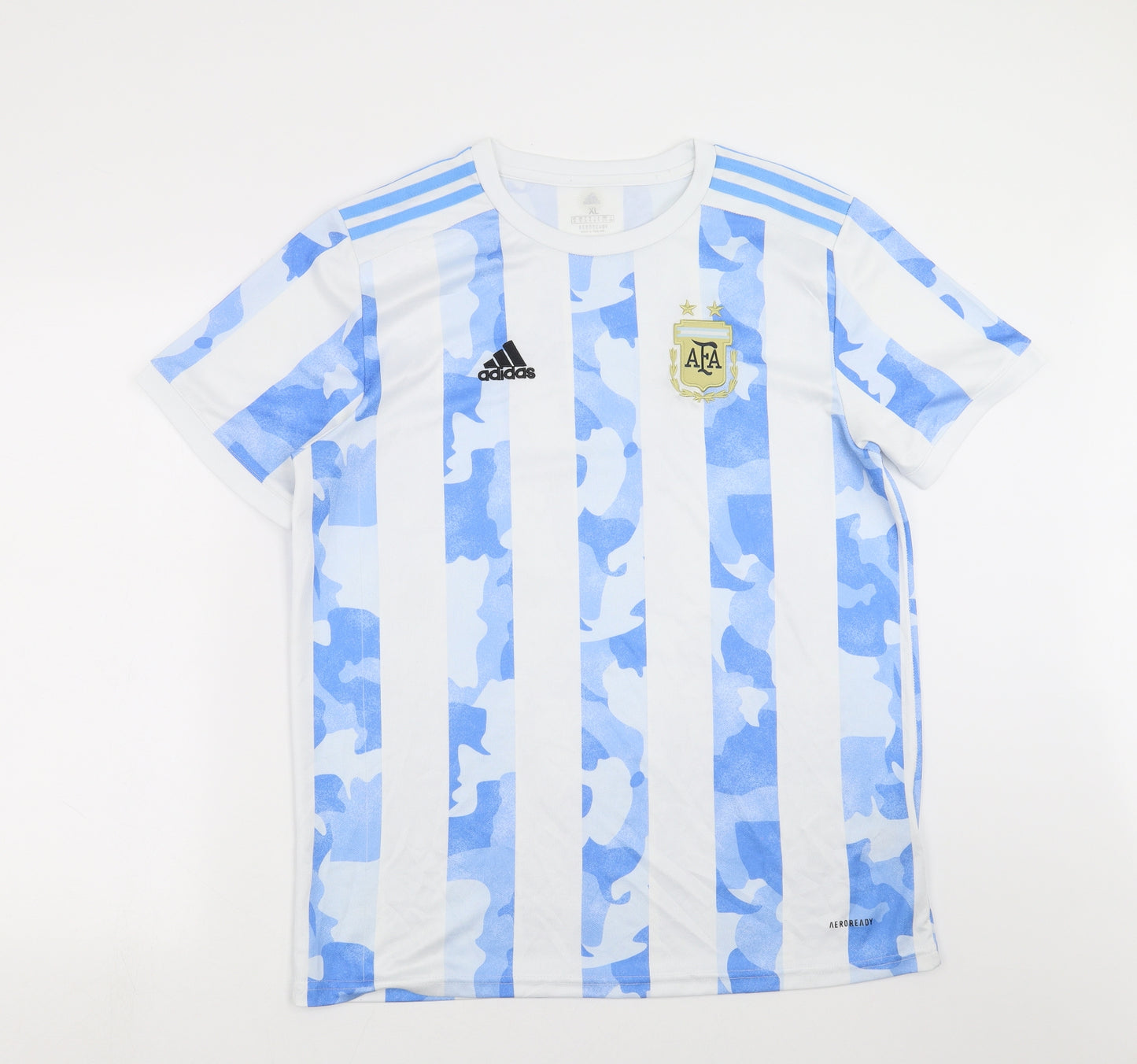 adidas Mens Blue Striped  Basic T-Shirt Size XL  - AFA