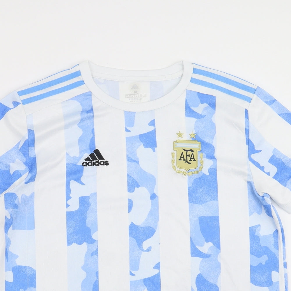 adidas Mens Blue Striped  Basic T-Shirt Size XL  - AFA