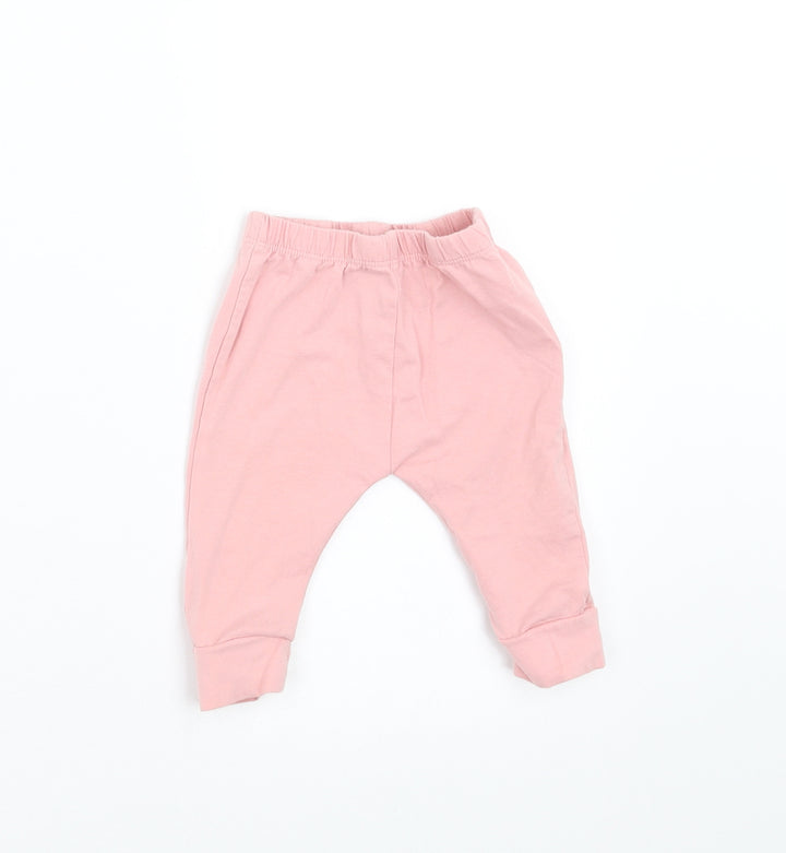 Preworn Girls Pink Jogger Trousers Size 3-6 Months