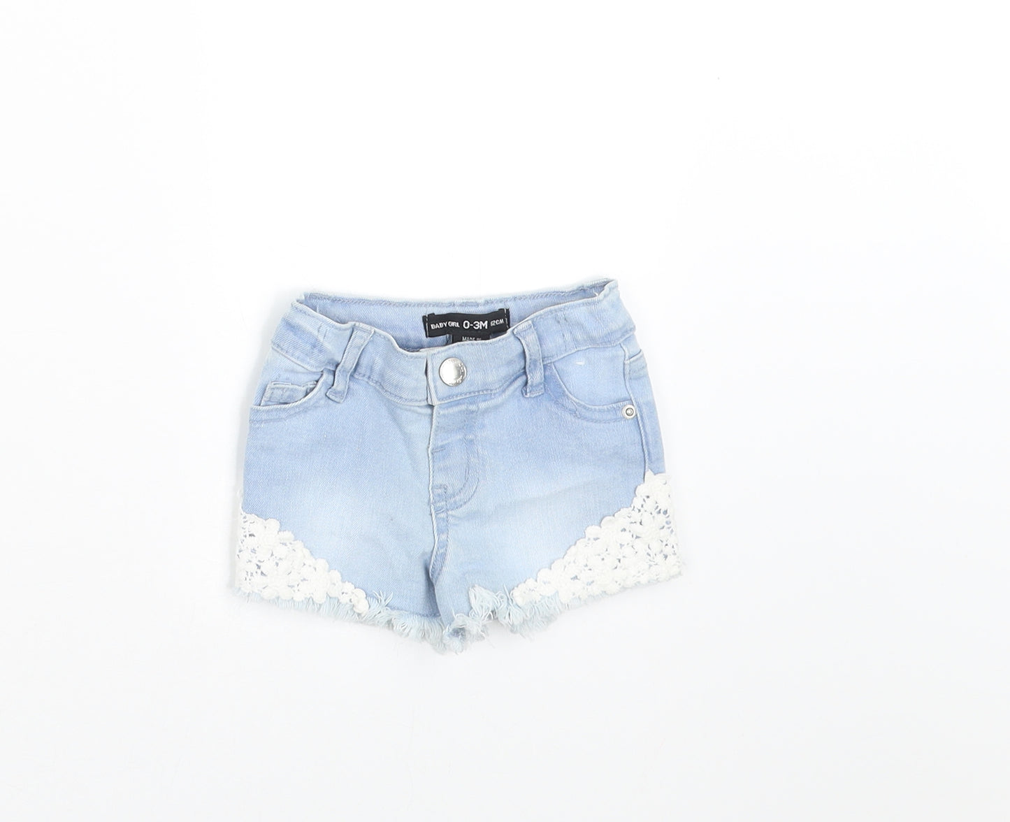 Primark Girls Blue  Denim  Trousers Size 0-3 Months  - shorts