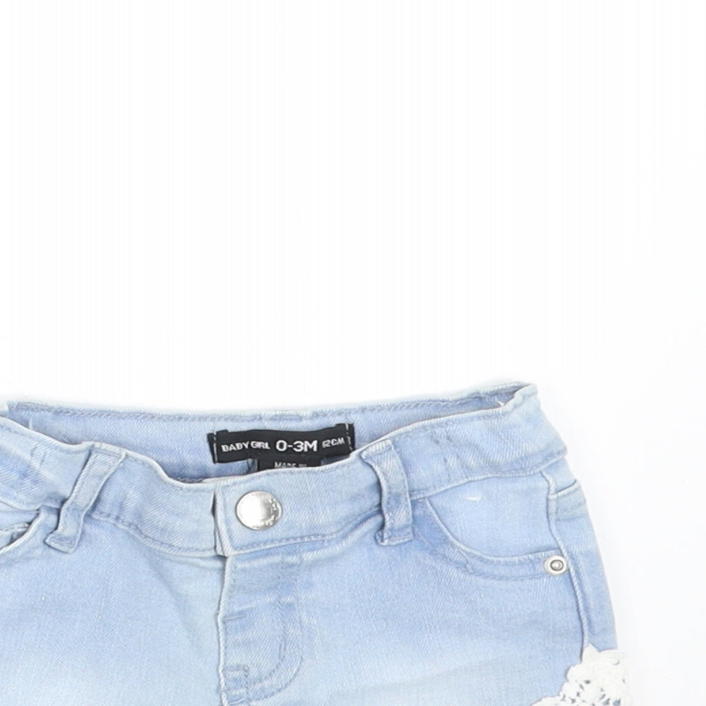 Primark Girls Blue  Denim  Trousers Size 0-3 Months  - shorts