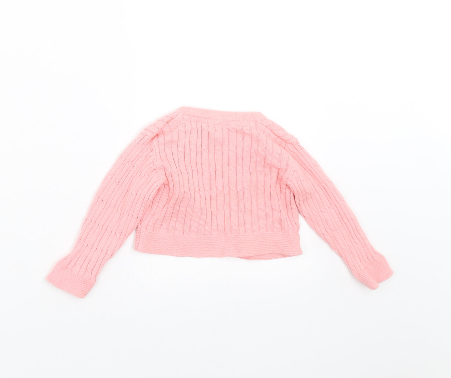 Maine New England Girls Pink Striped  Cardigan Jumper Size 6-9 Months