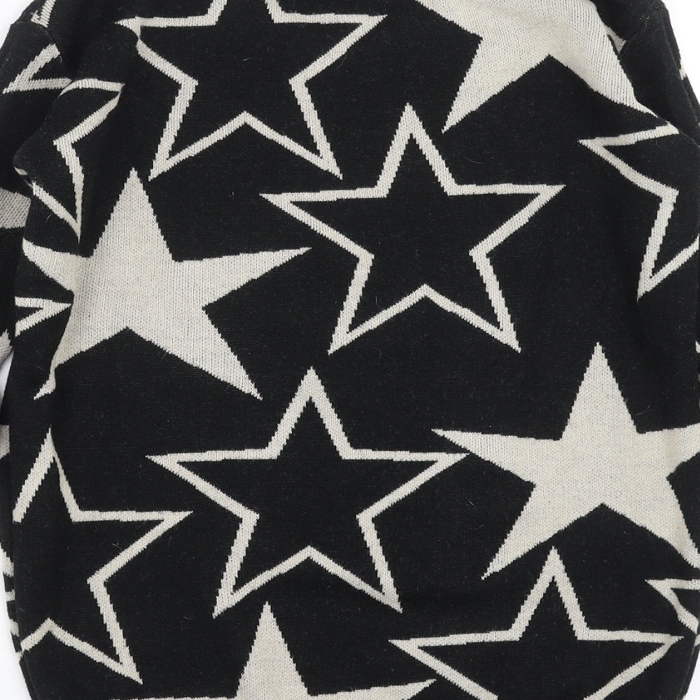 Apricot Womens Black Geometric Knit Pullover Jumper Size 10  - Star Pattern
