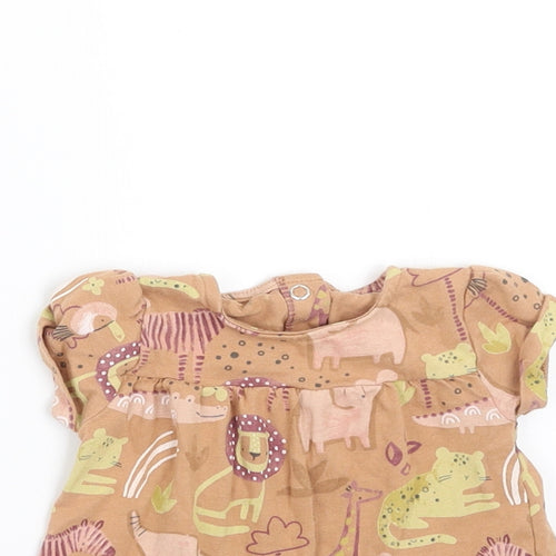 TU Girls Brown   Basic T-Shirt Size 3-6 Months  - animals