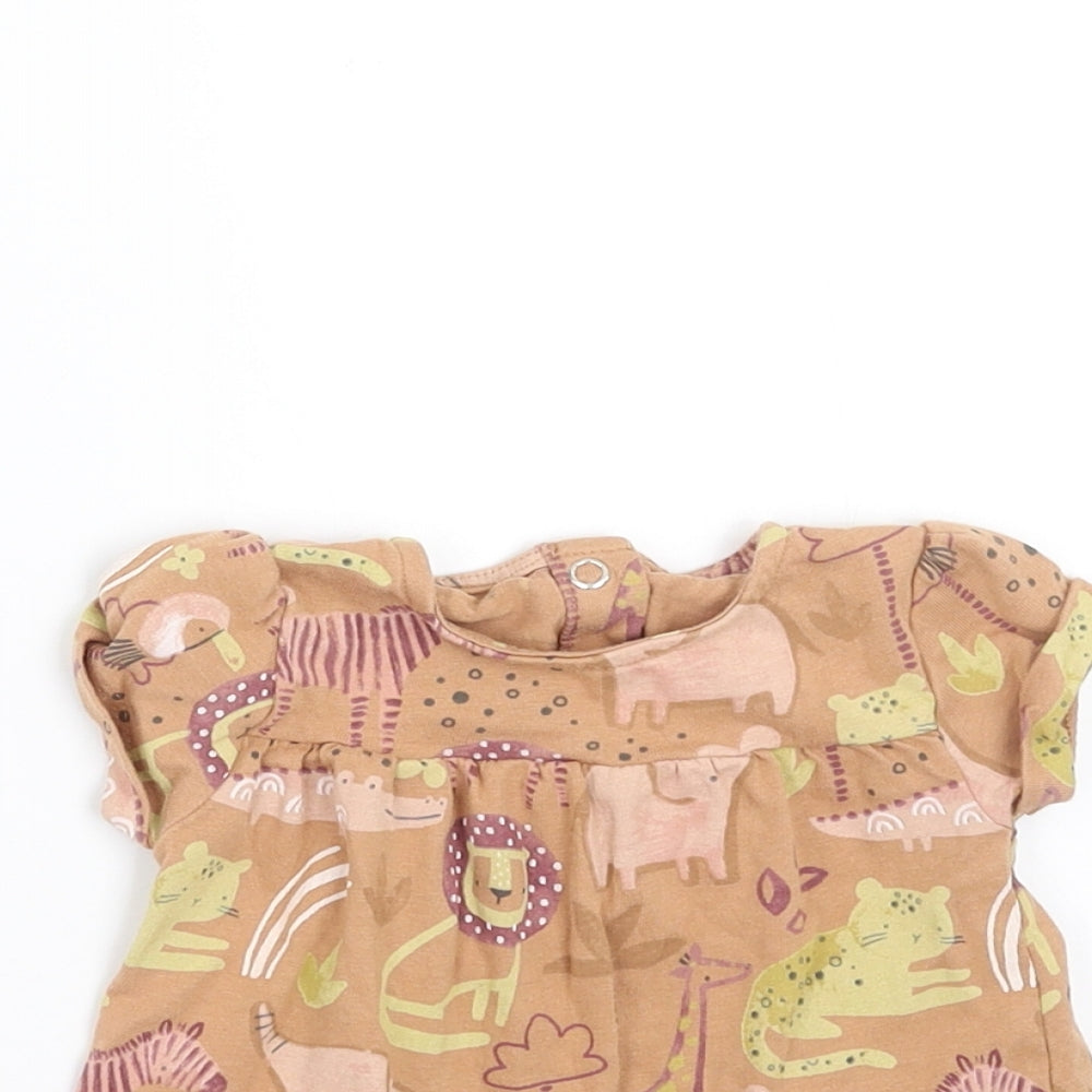 TU Girls Brown   Basic T-Shirt Size 3-6 Months  - animals