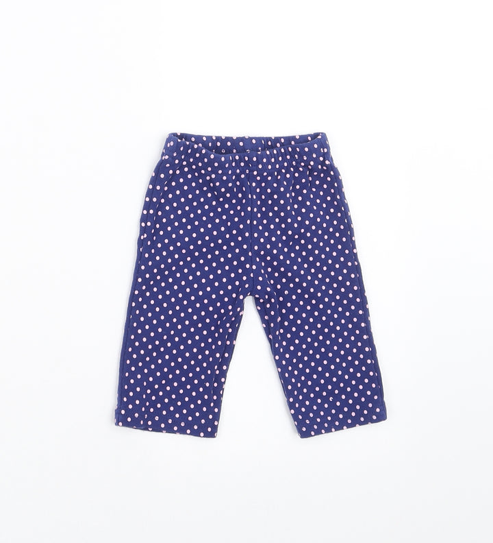 Preworn Girls Blue Polka Dot Leggings Size 3-6 Months