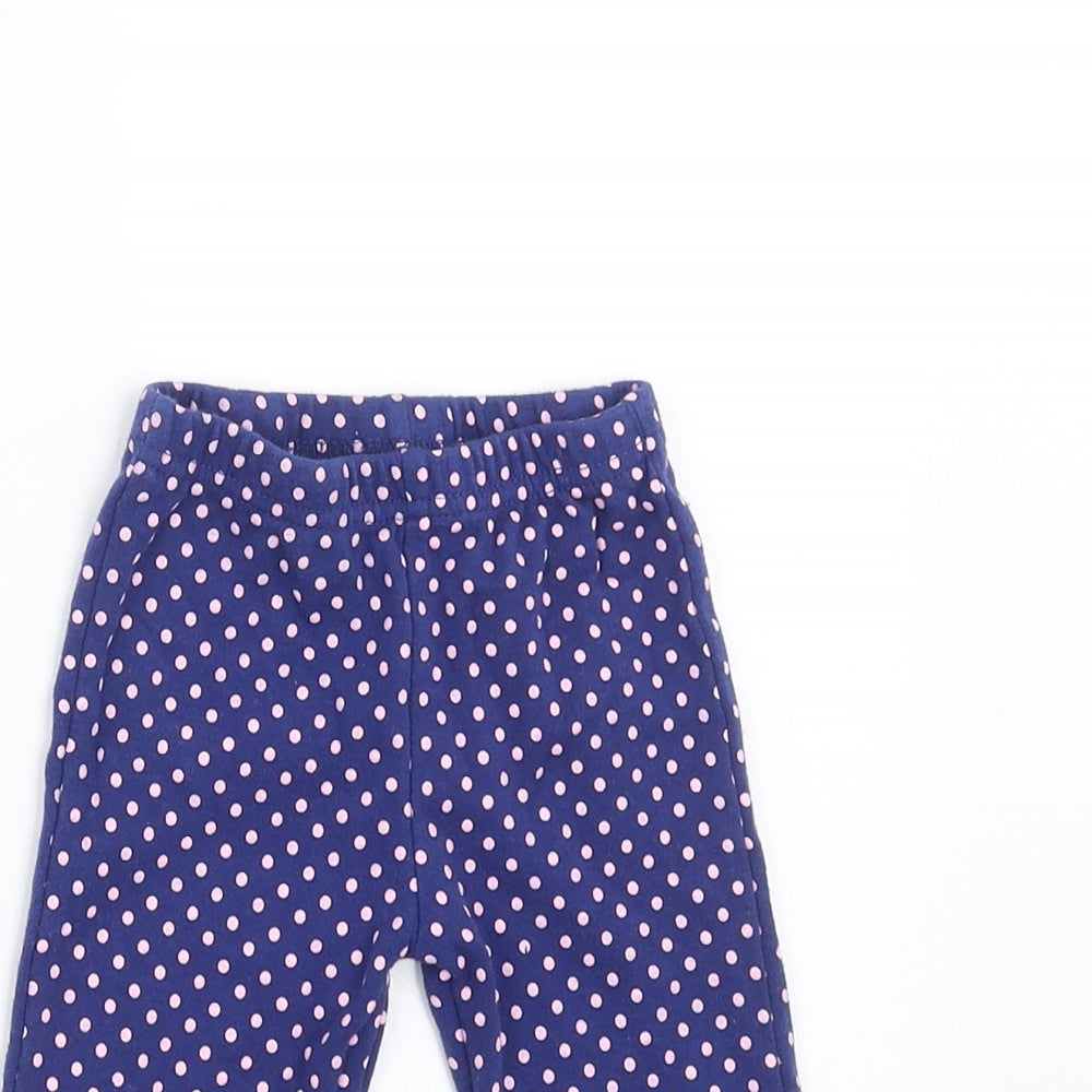 Preworn Girls Blue Polka Dot   Leggings Size 3-6 Months