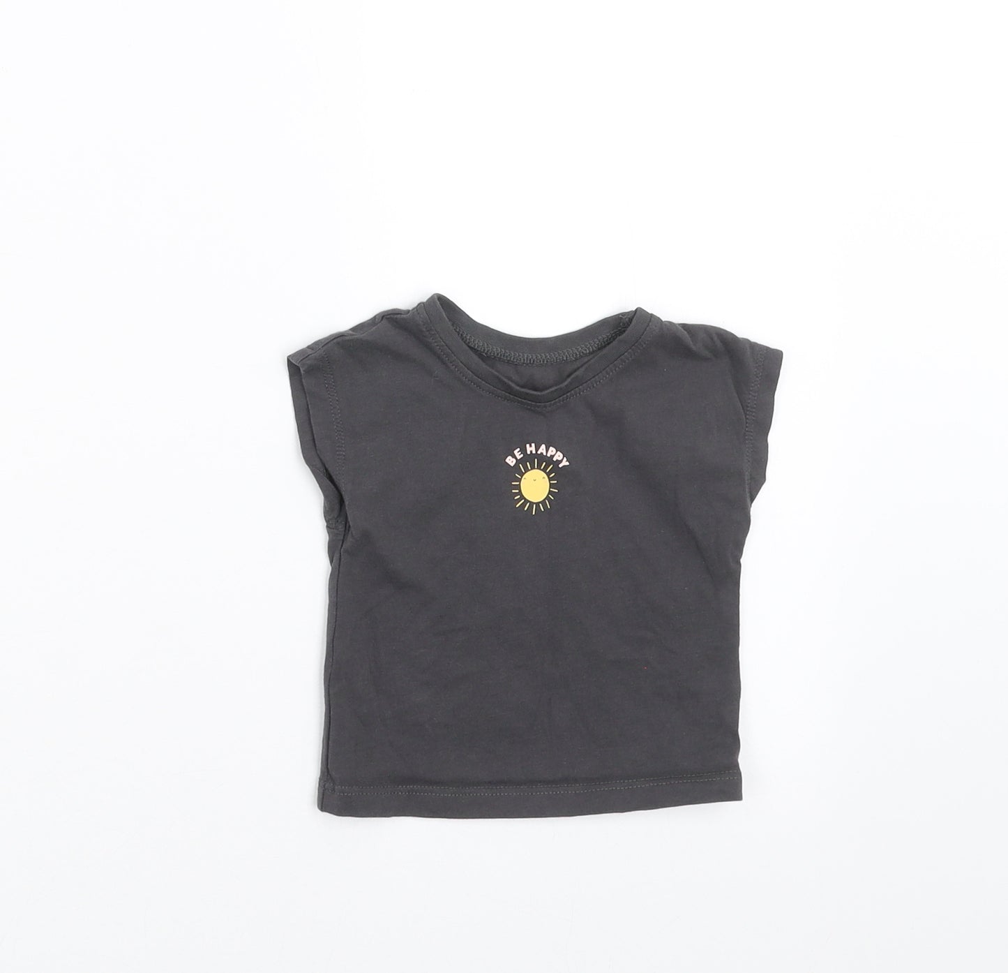 George Girls Grey   Basic T-Shirt Size 0-3 Months  - Be Happy