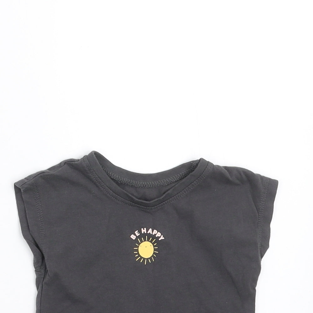 George Girls Grey   Basic T-Shirt Size 0-3 Months  - Be Happy