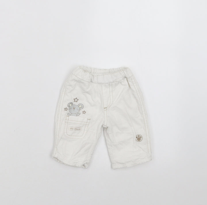 BHS Girls White Trousers Size Newborn - Embroidered detail