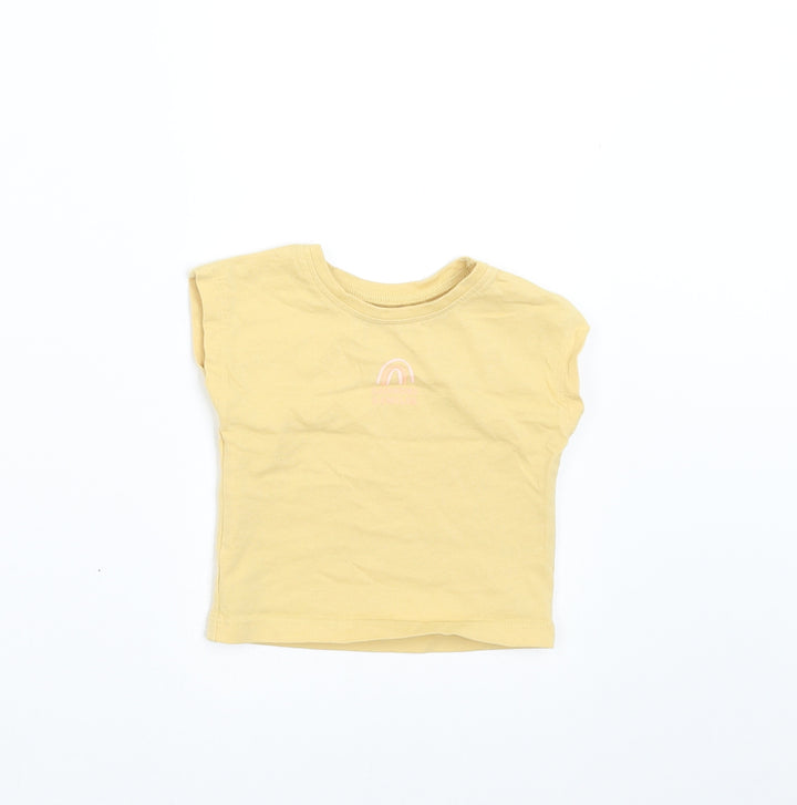 George Girls Yellow Basic T-Shirt Size 0-3 Months - rainbow