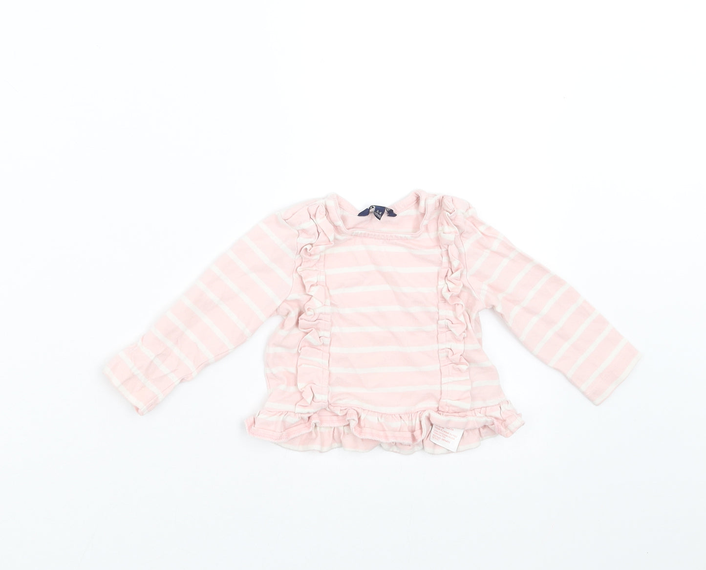 Maine New England Girls Pink Striped  Basic T-Shirt Size 3-6 Months