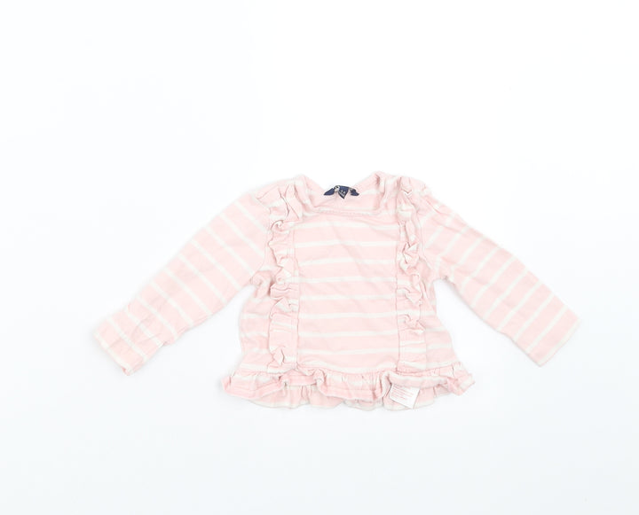 Maine New England Girls Pink Striped  Basic T-Shirt Size 3-6 Months