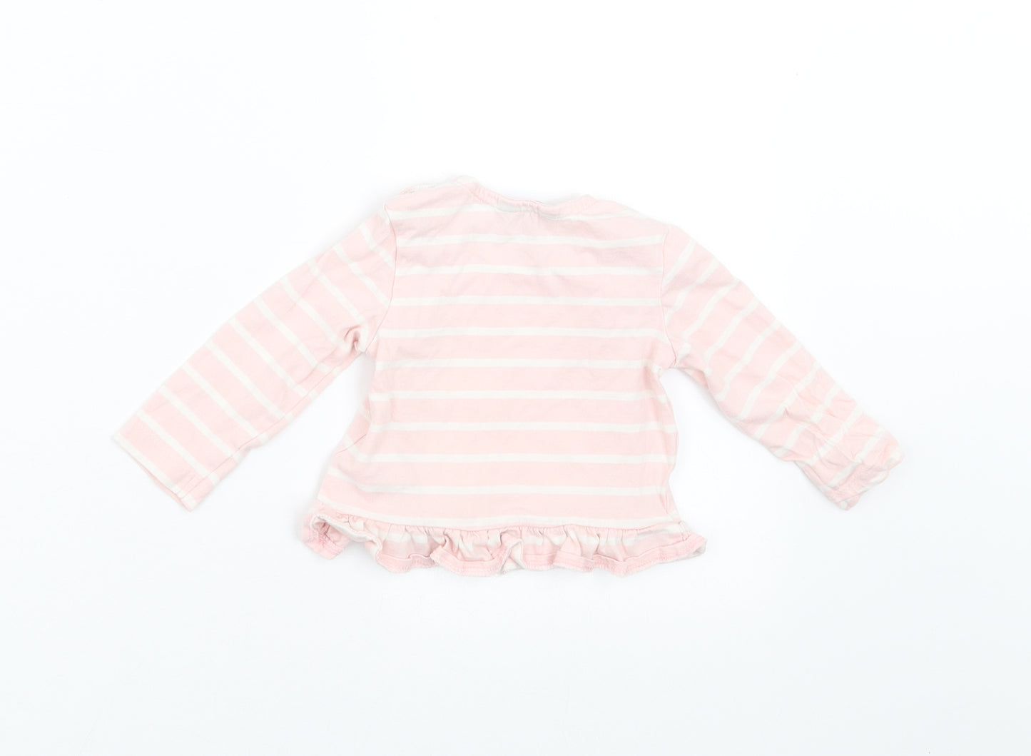 Maine New England Girls Pink Striped  Basic T-Shirt Size 3-6 Months