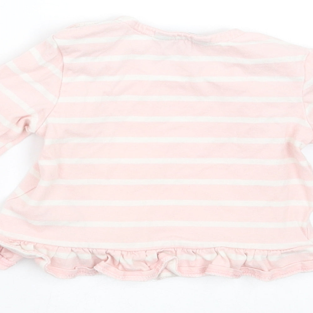 Maine New England Girls Pink Striped  Basic T-Shirt Size 3-6 Months