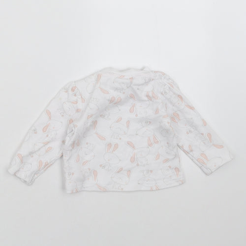 Watch Me Grow Girls White   Basic T-Shirt Size 3-6 Months  - rabbits