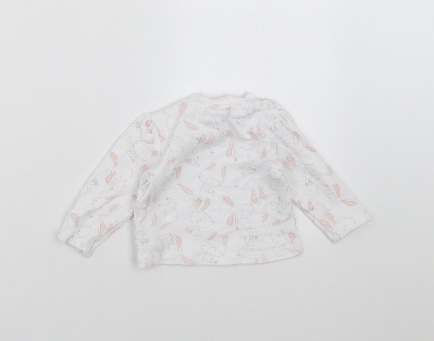Watch Me Grow Girls White   Basic T-Shirt Size 3-6 Months  - rabbits