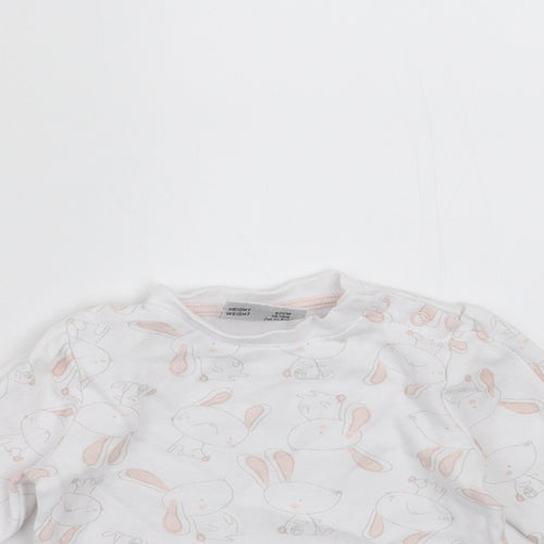 Watch Me Grow Girls White   Basic T-Shirt Size 3-6 Months  - rabbits