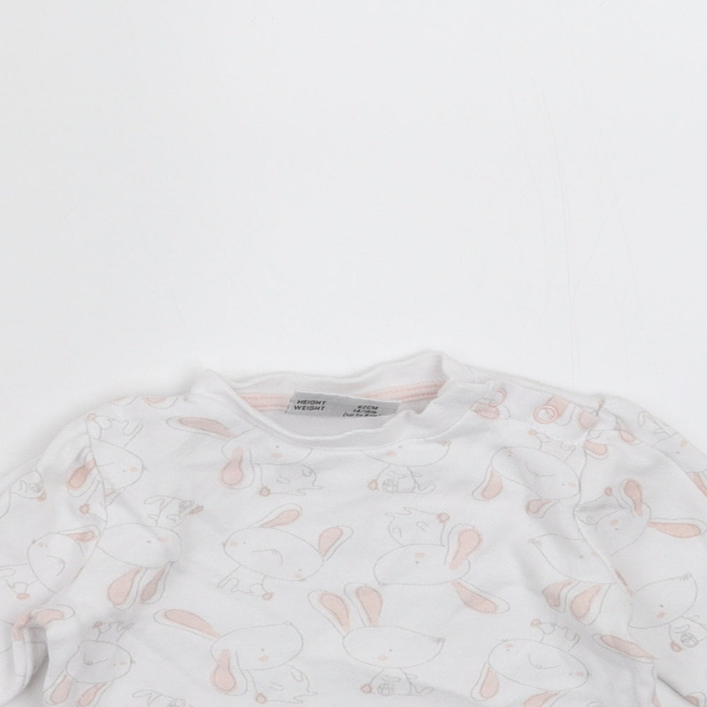 Watch Me Grow Girls White   Basic T-Shirt Size 3-6 Months  - rabbits