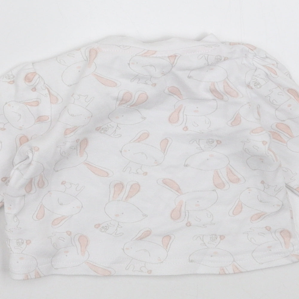 Watch Me Grow Girls White   Basic T-Shirt Size 3-6 Months  - rabbits