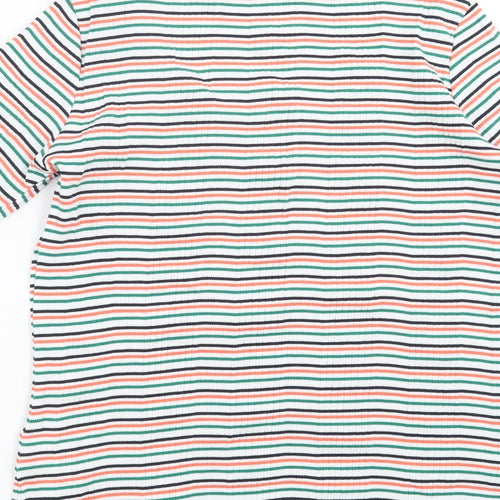 Marks and Spencer Womens White Striped  Basic T-Shirt Size 12