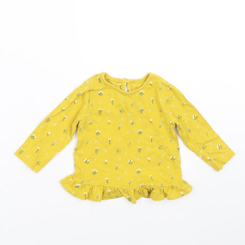 Mini Club Girls Yellow Floral  Basic T-Shirt Size 6-9 Months