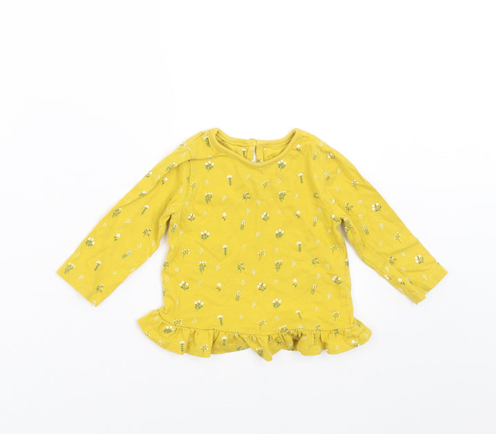 Mini Club Girls Yellow Floral Basic T-Shirt Size 6-9 Months