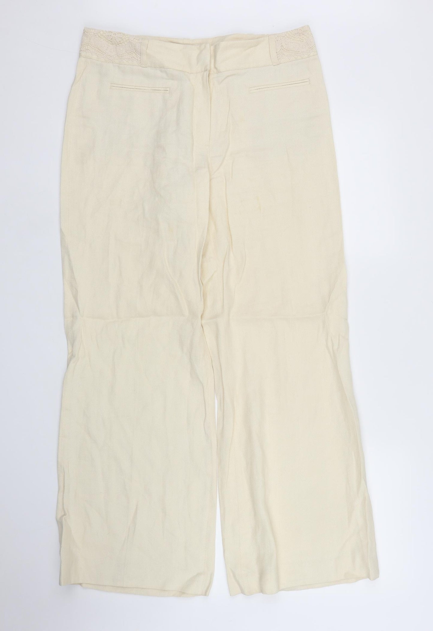 NEXT Womens Ivory Floral  Trousers  Size 12 L28 in