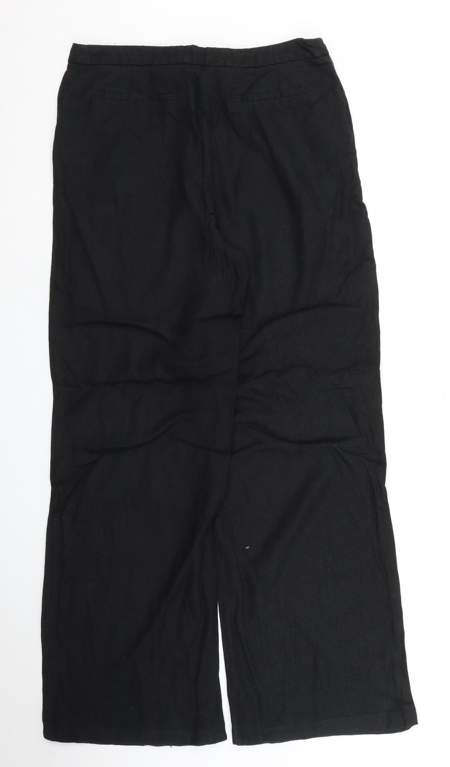 M&S Womens Black Herringbone  Trousers  Size 10 L29 in