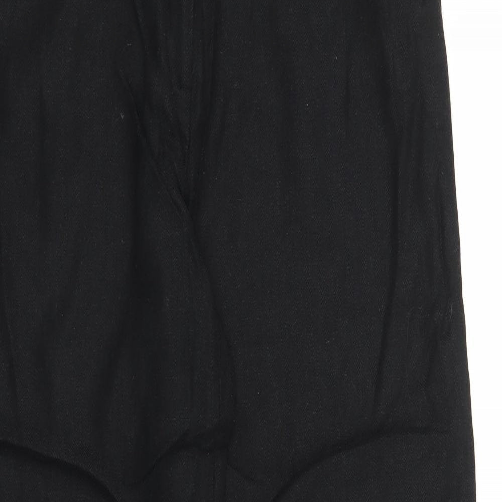 M&S Womens Black Herringbone  Trousers  Size 10 L29 in