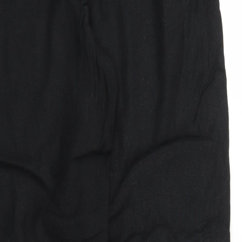 M&S Womens Black Herringbone  Trousers  Size 10 L29 in