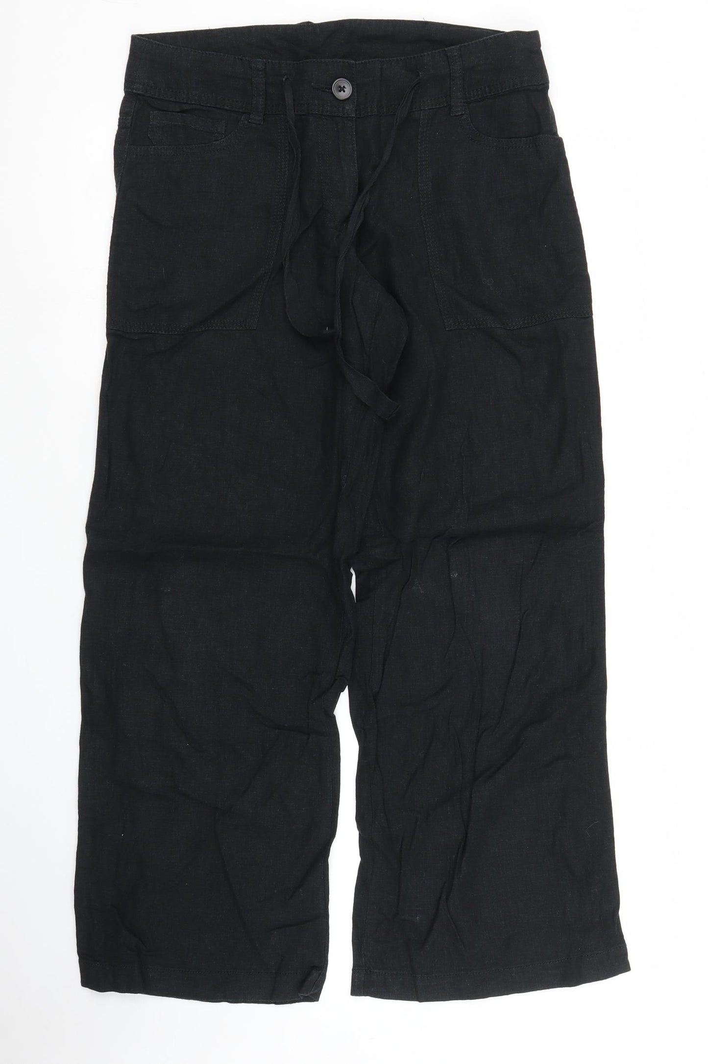 NEXT Womens Black   Capri Trousers Size 10 L26 in