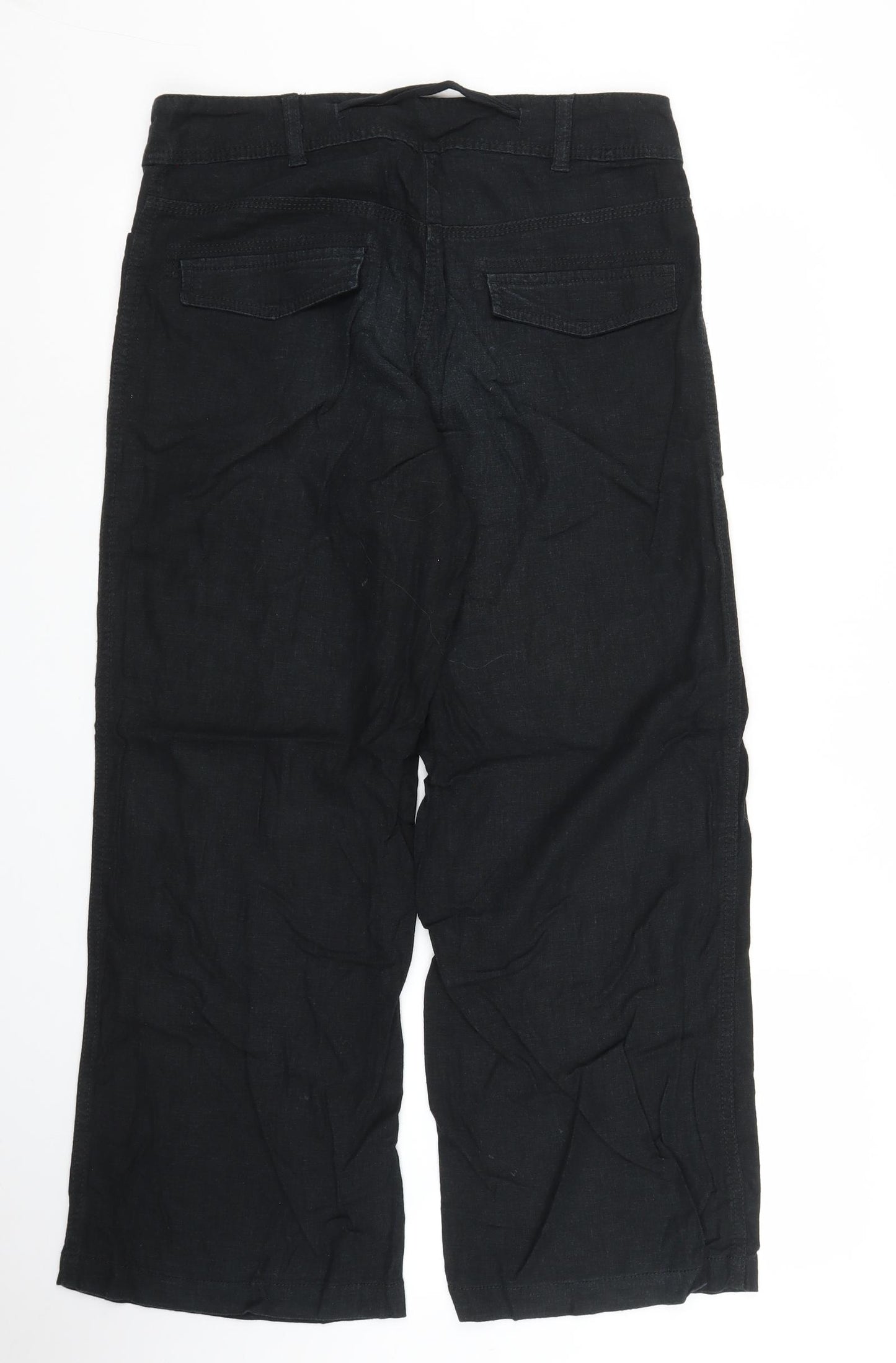 NEXT Womens Black   Capri Trousers Size 10 L26 in