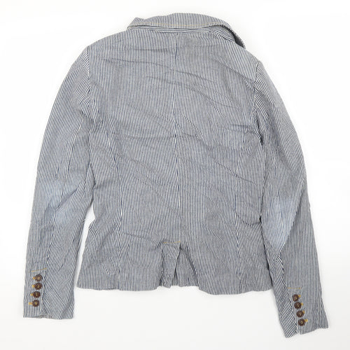 H&M Womens Blue Striped  Jacket Blazer Size 10