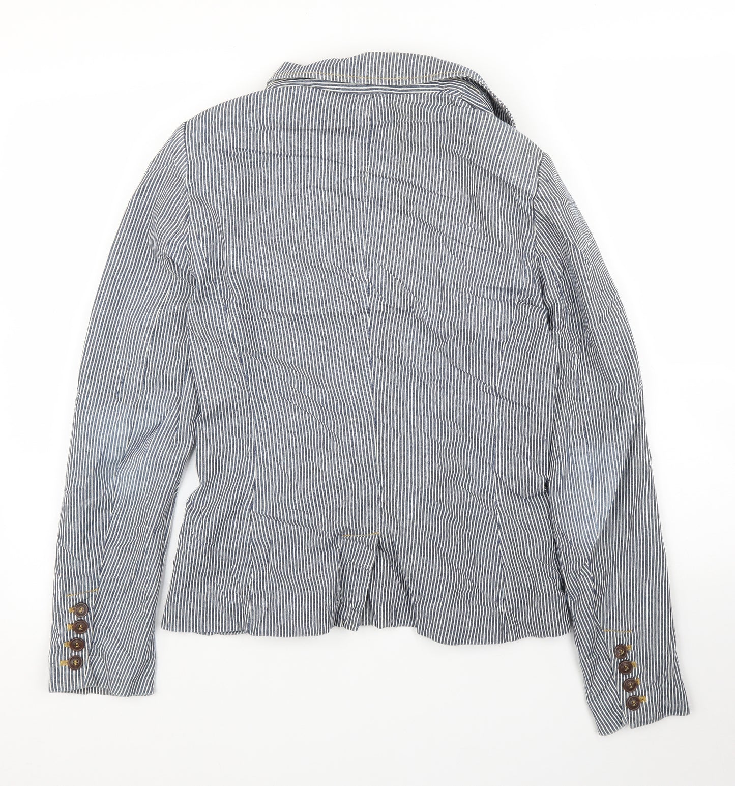 H&M Womens Blue Striped  Jacket Blazer Size 10