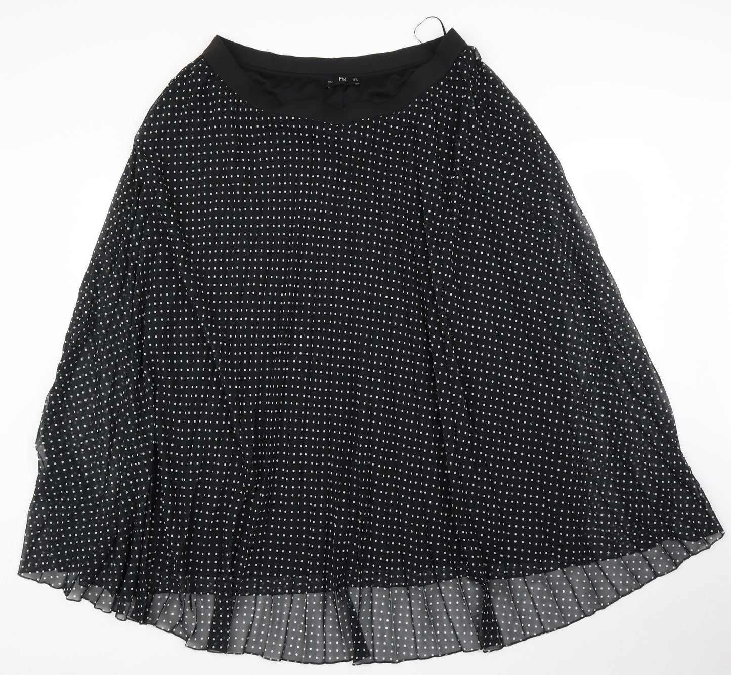 F&F Womens Black Polka Dot  Pleated Skirt Size 18