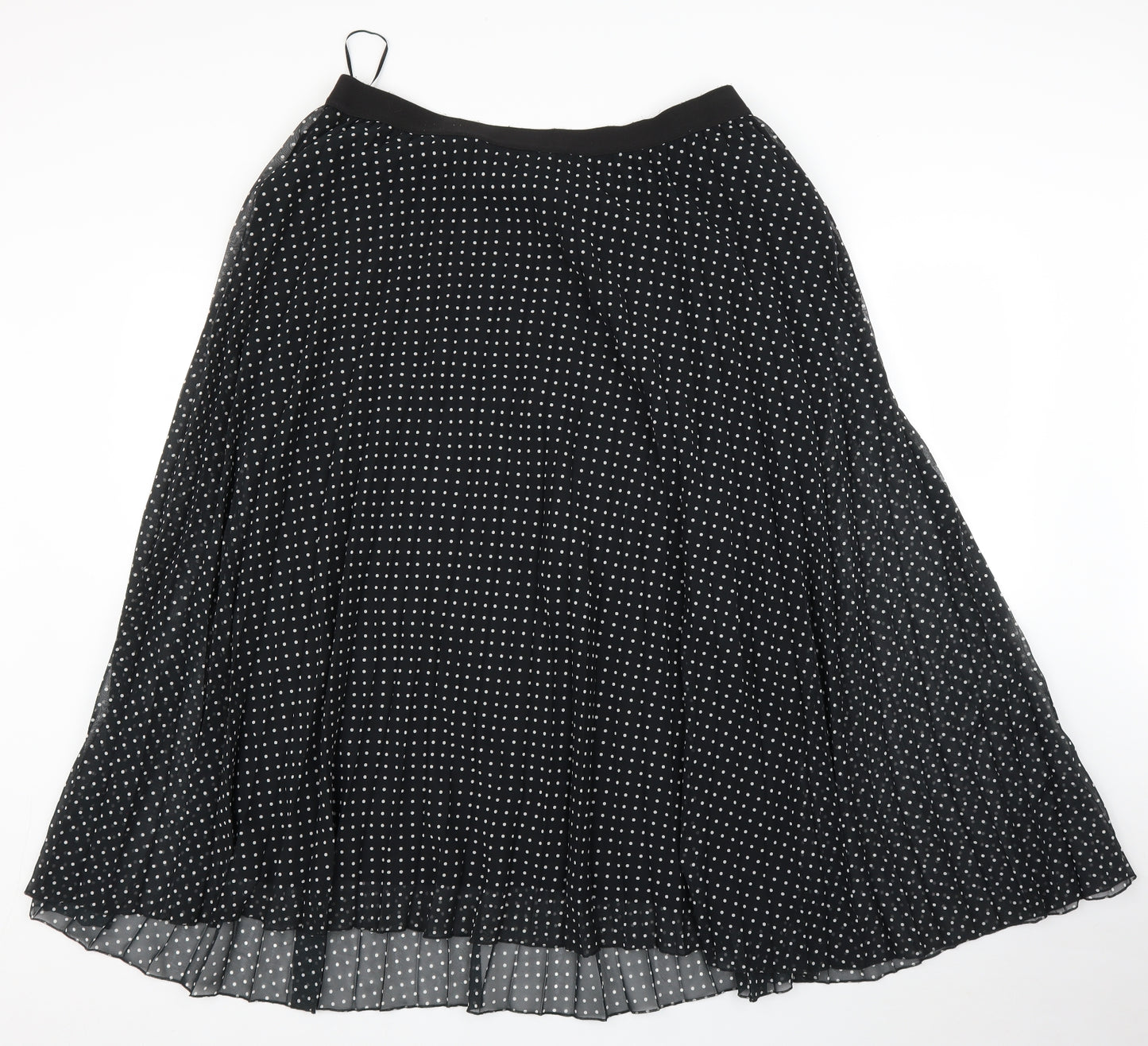 F&F Womens Black Polka Dot  Pleated Skirt Size 18