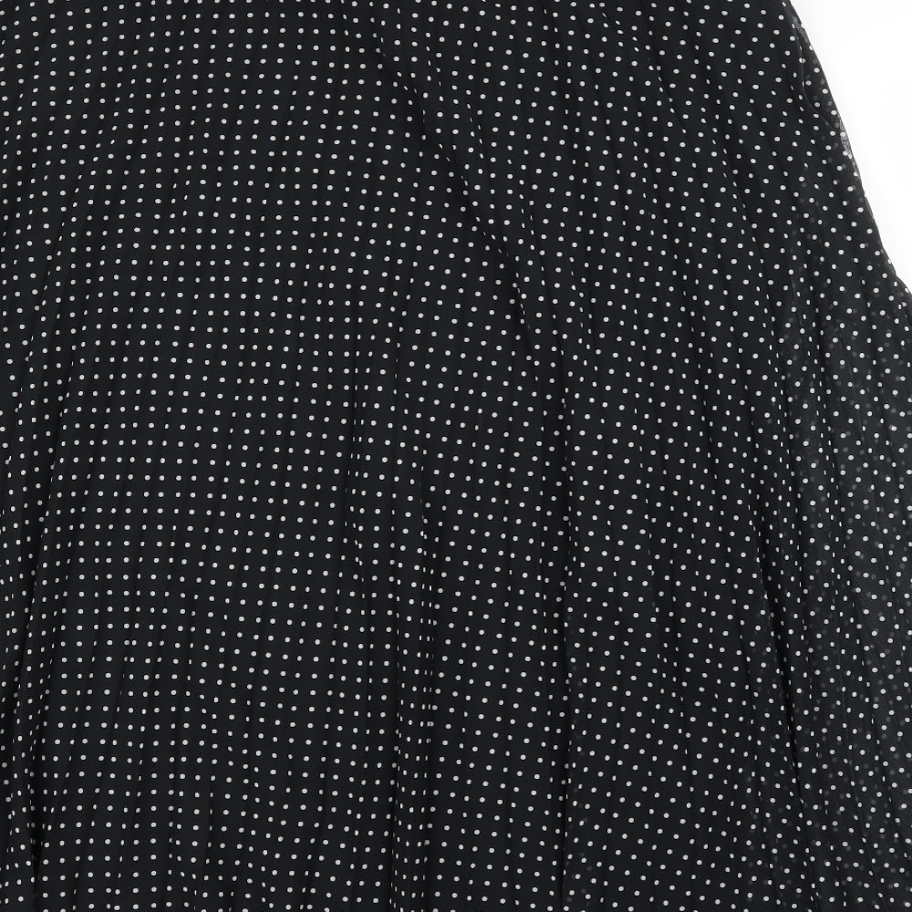 F&F Womens Black Polka Dot  Pleated Skirt Size 18