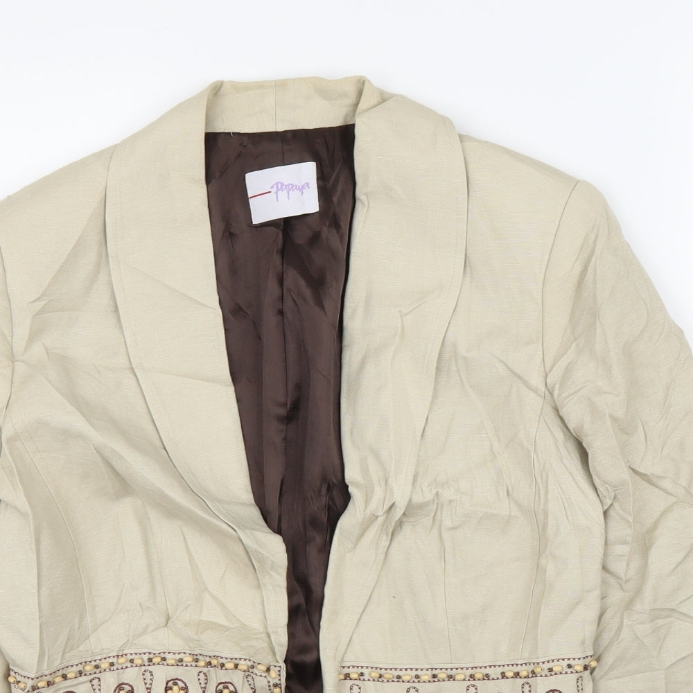 Papaya Womens Beige   Jacket Blazer Size 12