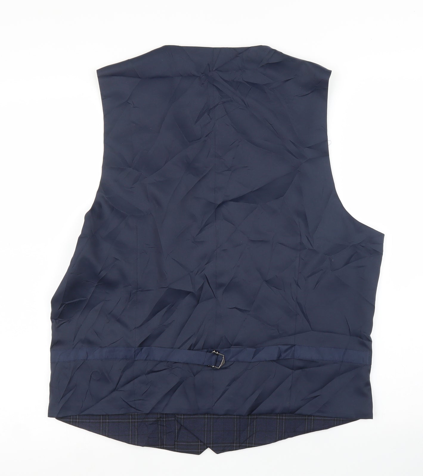 M&S Mens Blue Check  Jacket Suit Waistcoat Size L