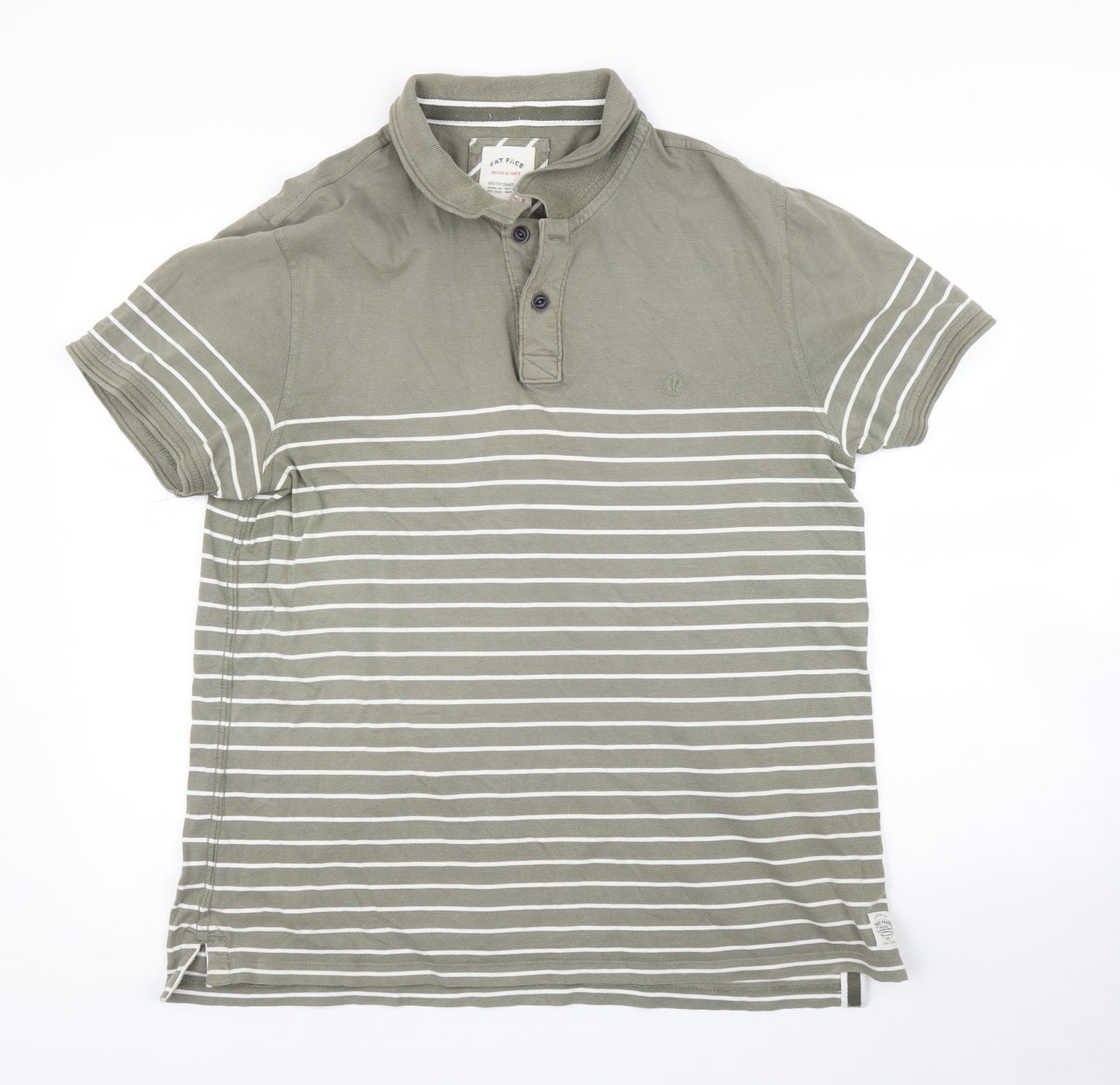 Fat Face Mens Green Striped   Polo Size L