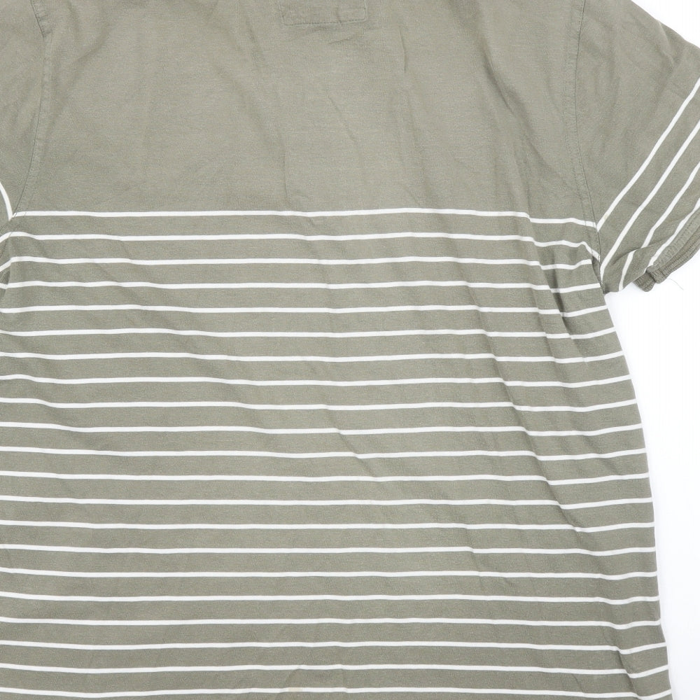Fat Face Mens Green Striped   Polo Size L