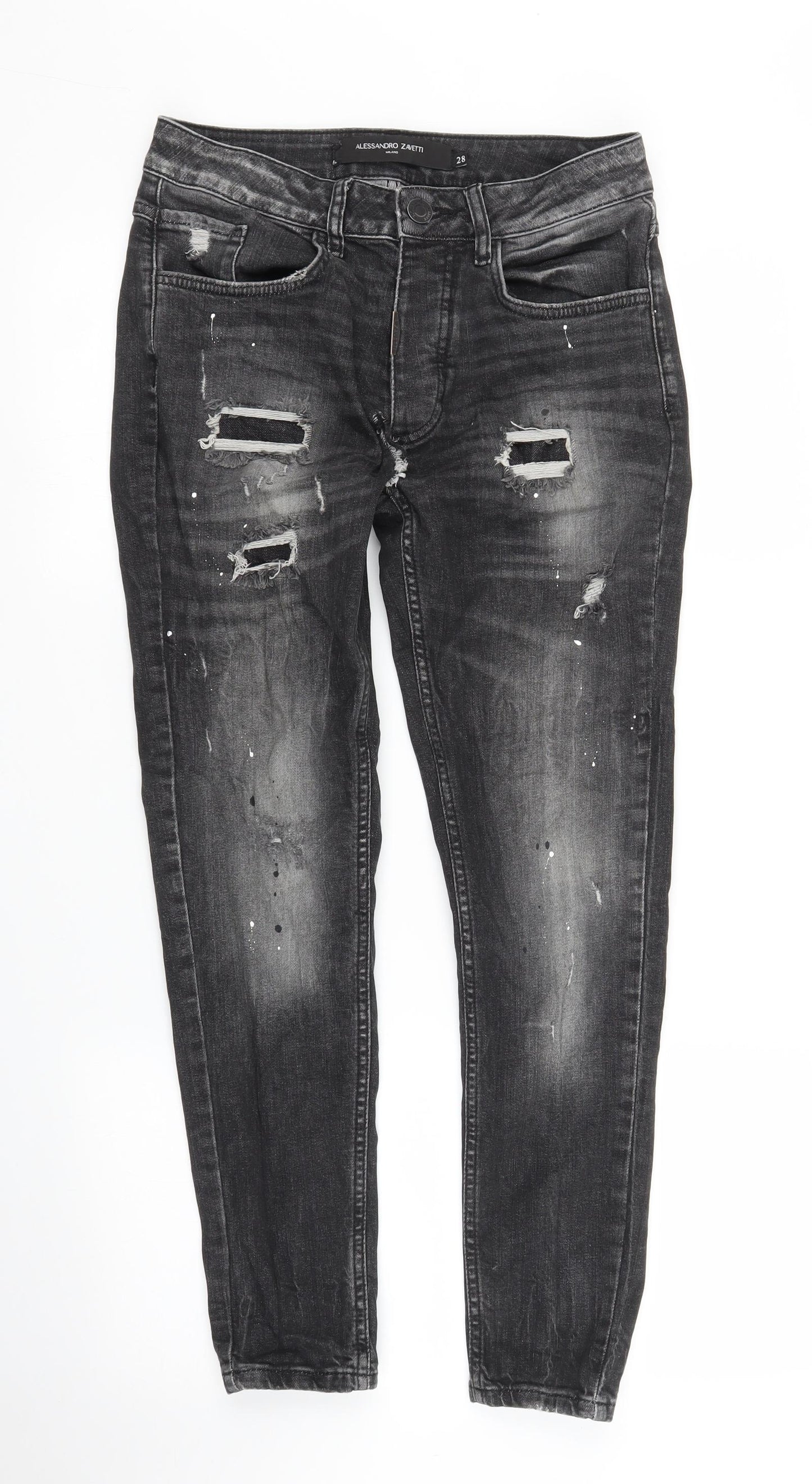 Alessandro Zavetti Mens Black  Denim Skinny Jeans Size 28 in L28 in